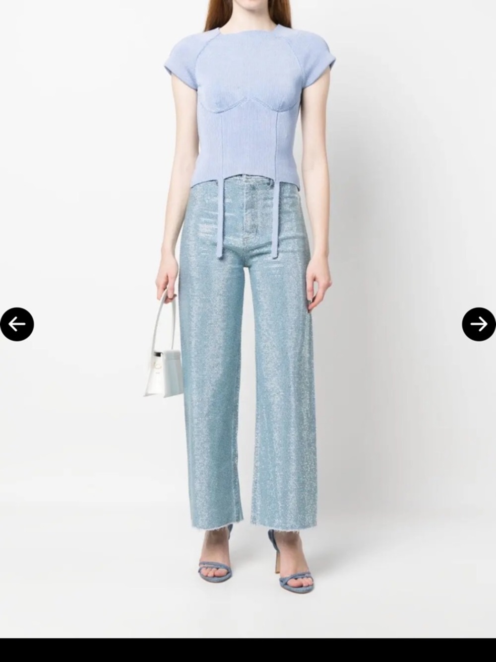 Crystal-embellished denim jeans from CULT GAIA featuring front button + zipper